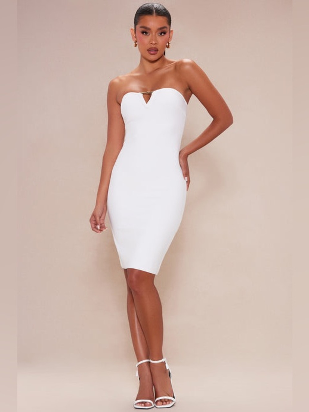 Strapless White Sweetheart Bodycon Mini Dress